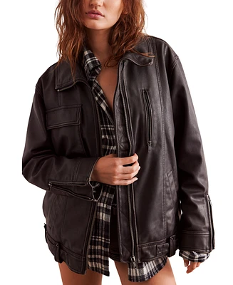 Free People Women's Buckle Up Faux-Leather Jacket