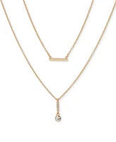 Dkny Gold-Tone Crystal Bezel & Polished Bar Layered Necklace, 16" + 3" extender