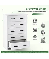 5 Drawer Chest Storage Dresser Tall Cabinet Organizer Bedroom Hallway