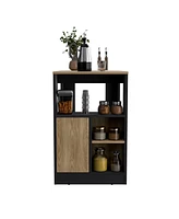 Depot E-Shop Masset Kitchen Island 36" H, Three Open Side Storage Shelves and One Push-to-Open Cabinet