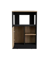 Depot E-Shop Masset Kitchen Island 36" H, Three Open Side Storage Shelves and One Push-to-Open Cabinet