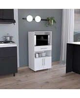 Depot E-Shop Wales Kitchen Pantry 48" H, Two Open Storage Shelves, One for Microwave, Two Doors, Four Legs