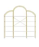 Slickblue 74.8-Inch 5-Tier Office Bookcase with Gold X-Bar Frame
