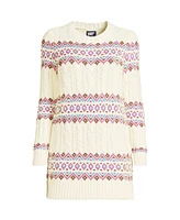 Lands' End Women's Cozy Lofty Jacquard Cable Tunic Sweater