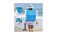 Load-Bearing 100kg Blue Oxford Cloth Beach Chair – Lightweight White Iron Frame Folding Chair