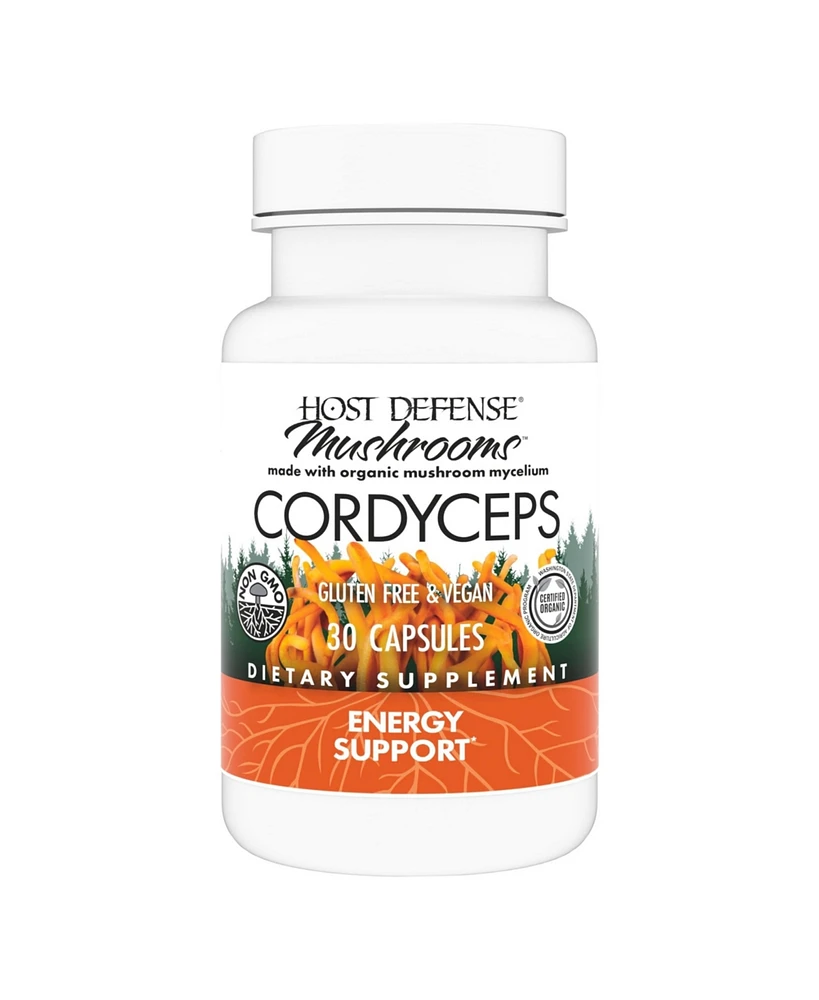 Host Defense Cordyceps Capsules - Immune & Energy Support Supplement - Kidney Health Supplement with Cordyceps