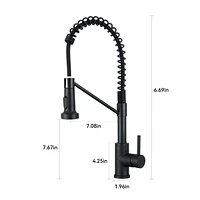 Flynama Single Hole Single-Handle Pull-Down Sprayer Kitchen Faucet In Matte Black
