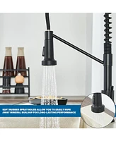 Flynama Single Hole Single-Handle Pull-Down Sprayer Kitchen Faucet In Matte Black