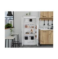 Depot E-Shop Chad Pantry Double Door Cabinet, Five Shelves,Three Interior Door Shelves, White