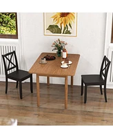 Costway Dining Chair Set of 2 Kitchen Side Chairs with Rubber Wood Legs & Cross Back