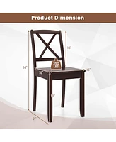 Dining Chair Set of 2 Kitchen Side Chairs with Rubber Wood Legs & Cross Back
