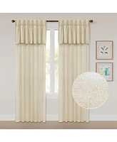 Awesome Home Sparkle Linen Back Tab with Attached Valance Pair, Natural