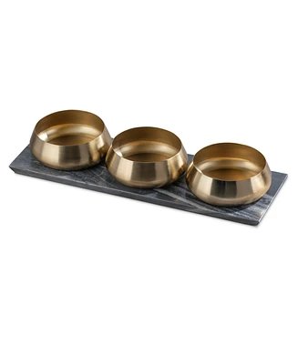 Thirstystone Uptown Condiment Bowls with Marble Board, Set of 3