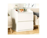 gaomon Nightstand with Drawers Bedside Table White End Table Modern Bed Side Table 2 Drawers Night Stand Drom Side Table Curved with Handle Free Desig