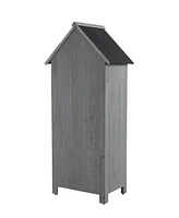 Slickblue Outdoor Storage Cabinet Tool Shed – Wooden Garden Shed in Gray