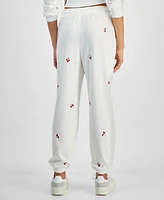 Hippie Rose Juniors' Floral-Embroidered Sweatpants