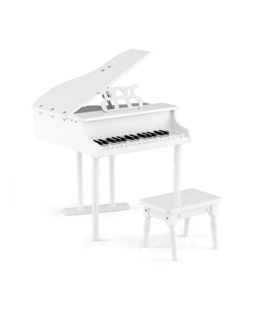 Hongge 30-Key Kids Piano Keyboard Toy with Bench Piano Lid and Music Rack