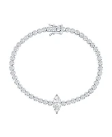 Simona Sterling Silver, Marquise & Round Cz Tennis Bracelet