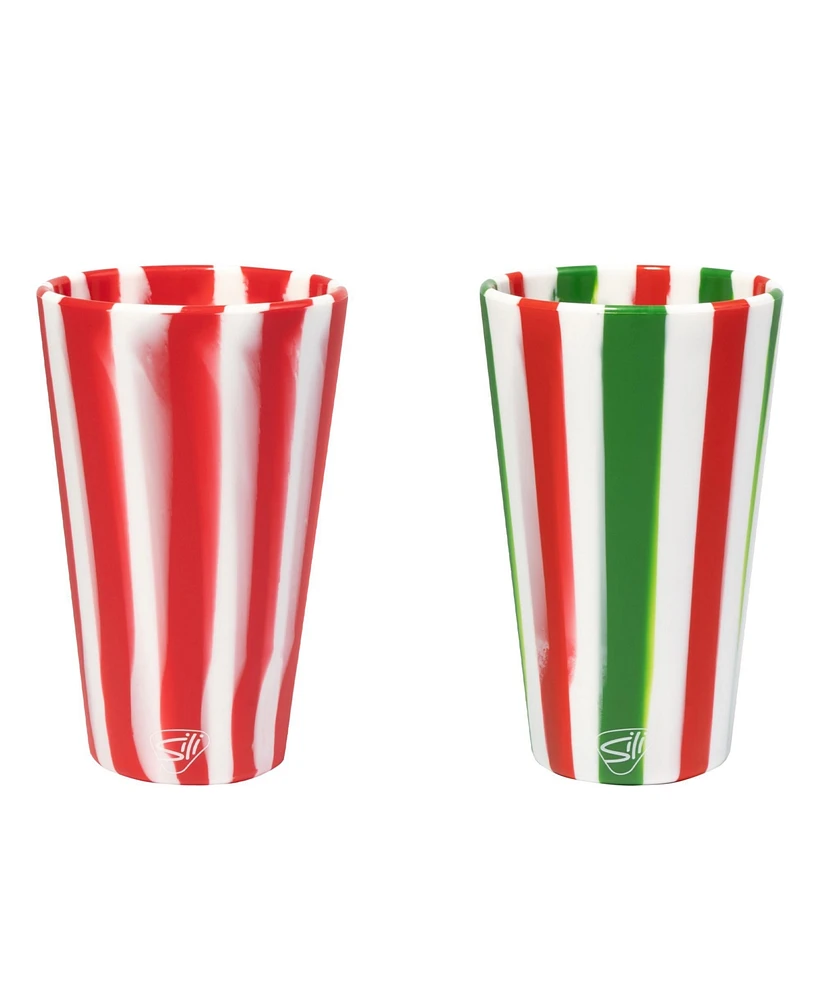 Silipint Pint Glasses: 2 pk - Peppermint & Poinsettia - Holiday 2023