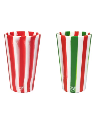 Silipint Pint Glasses: 2 pk - Peppermint & Poinsettia - Holiday 2023