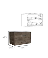 Depot E-Shop Cardova Floating Vanity Bathroom with 2-Drawers, Dark Brown / White