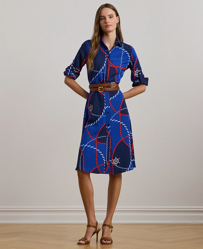 Lauren Ralph Lauren Petite Rope-Print Crepe Shirtdress