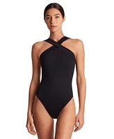 Lauren Ralph Women's Cross-Front One-Piece Swimsuit