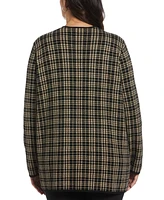 Rafaella Plus Plaid Jacquard Flyaway Cardigan Sweater