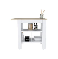 Finley Kitchen Island, kitchen table 35" H, 3 Open Shelves