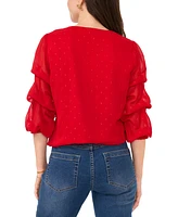 Sam & Jess Women's Solid-Color Lantern-Sleeve Blouse