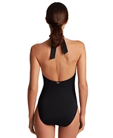 Lauren Ralph Women's Macrame-Ring High-Neck One-Piece Swimsuit