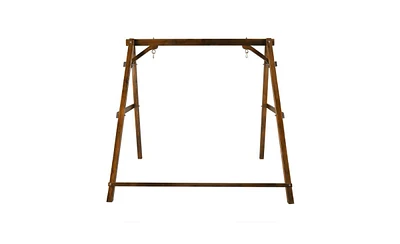 Slickblue 600lbs Capacity Fir Wood Swing Frame – 4ft Swing Chair Compatible (Carbonized Color)