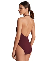 Lauren Ralph Women's Modern High-Neck One-Piece Swimsuit