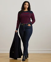 Lauren Ralph Plus Striped Crewneck Sweater