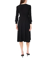 Sam & Jess Women's Contrast-Sleeve Faux-Wrap Dress