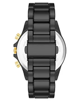 Steve Madden Men's Iconic Champagne and Black Alloy Metal Watch, 45mm - Black/Gold