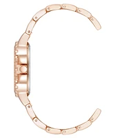 Steve Madden Women's Charming Hot Pink and Rose Gold-Tone Alloy Metal Bracelet Watch, 38mm