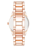 Steve Madden Women's Coin Edge Rose Gold-Tone Alloy Metal Bracelet Watch, 36mm