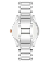 Steve Madden Women's Coin Edge Silver-Tone and Rose Gold-Tone Alloy Metal Bracelet Watch, 36mm