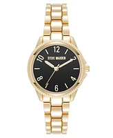 Steve Madden Women's Everyday Black and Gold-Tone Alloy Metal Bracelet Watch, 30mm