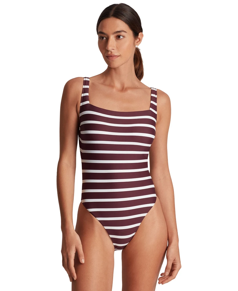 Lauren Ralph Women's Striped Low-Back One-Piece Swimsuit