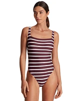 Lauren Ralph Women's Striped Low-Back One-Piece Swimsuit
