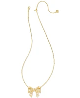 Kendra Scott Gold-Tone Cultured Freshwater Pearl (2-3/4mm) & Crystal Bow Adjustable 17" Pendant Necklace