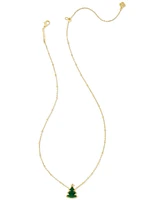 Kendra Scott Gold-Tone Green Quartzite Christmas Tree Adjustable Pendant Necklace, 14" + 4" extender