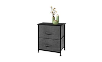 Slickblue 2-Drawer Nightstand and End Table Storage Tower with Sturdy Steel Frame, Wood Top, and Easy-Pull Fabric Bins