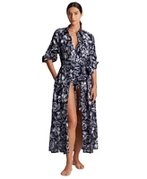 Lauren Ralph Women's Floral-Print Shirt Dress Swim Cover-Up