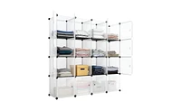 Slickblue 16-Cube Storage Shelf Bookcase in White, Versatile Shelving Unit for Organizing Closets, Toys, and More