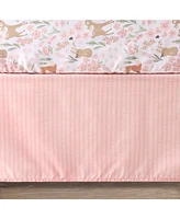 The Peanutshell Pink and White Fairytale Forest Crib Bedding Set for Baby Girls, 3 Piece Nursery Set