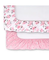 The Peanutshell Pink Butterfly, Rose and Floral Fitted Crib Sheets for Girls, 6-Pack Set, Pink