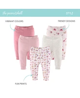 The Peanutshell Baby Girl Pants, 5-Pack, Rainbow Safari